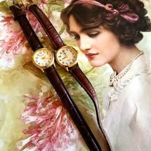 Lot of 2 ladies wristwatches brown leather gold tone Timex Eternity